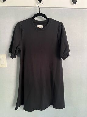 Black Puff-Sleeve sweatshirt Kids Dress, XXL